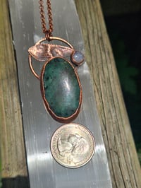 Image 2 of Electroformed Emerald, Moonstone snd Sage leaf necklace