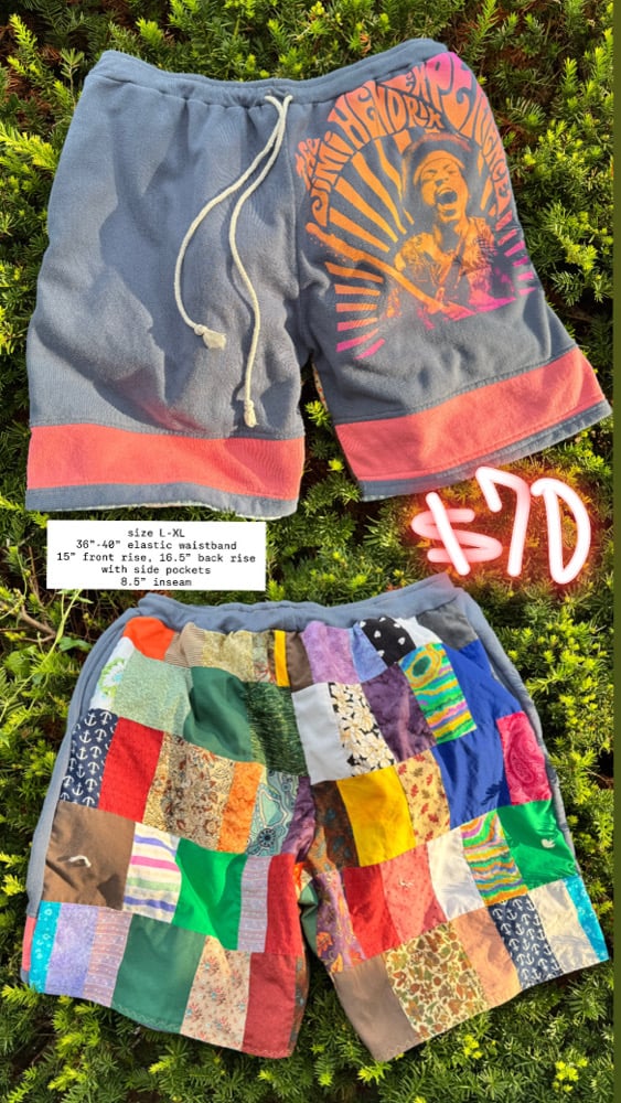 Jimi Hendrix Upcycled Quilt Shorts, L-XL