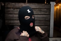 Image 2 of Too High Bud Skimask (Black w/ Pink Bud)