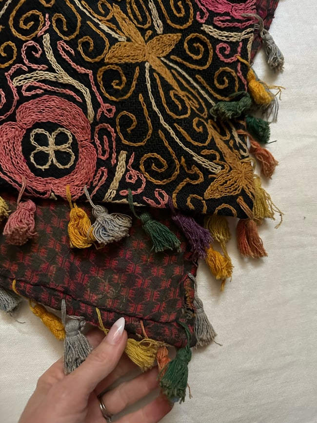 antique turkish wool cape crewel work embroidery 