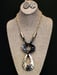 Image of Gold & Marbleized Black Beaten Necklace Set 