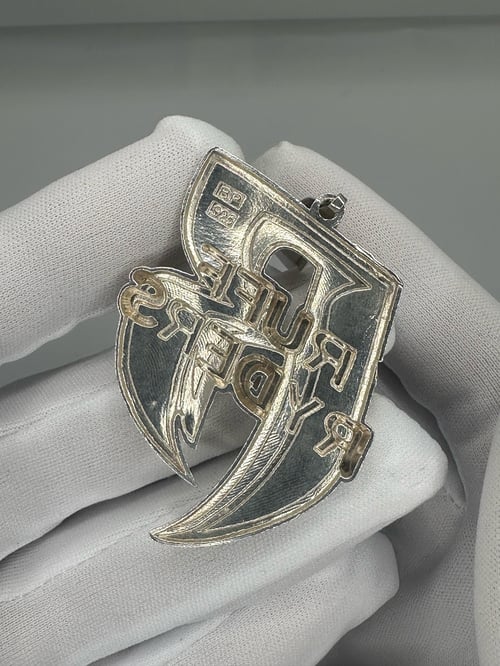 Image of Vintage Sterling Silver Ruff Ryders “R” Logo Pendant