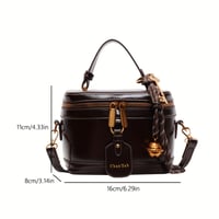 Image 4 of Brown Vintage Women's Crossbody Bag - Elegant Handbag with Golden Hardware, Adjustable Shoulder Stra