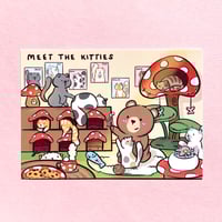 Image 1 of Bear Kitty Cafe A6 Art Print 