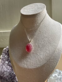 Image 4 of Silver Strawberry Quartz Oval Flower Crystal Necklace