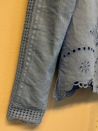 Image 5 of Blue puff sleeve shirt (small)