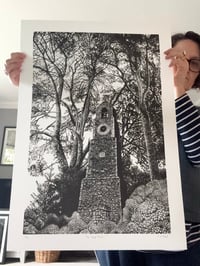 Image 4 of ‘The Clock Tower’ Original Lino Print