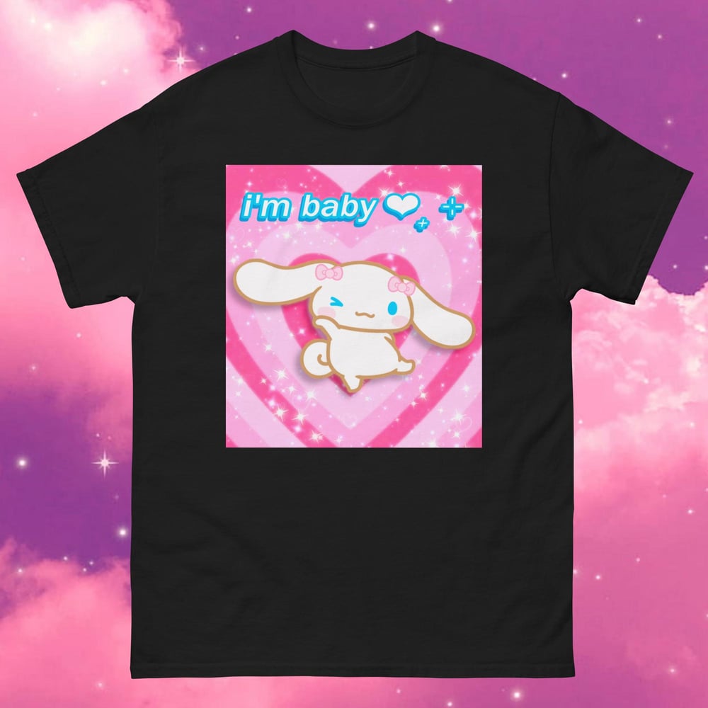 Image of “i’m baby” cute cinnamoroll meme inspired t-shirt unisex kawaii pastel egirl aesthetic 