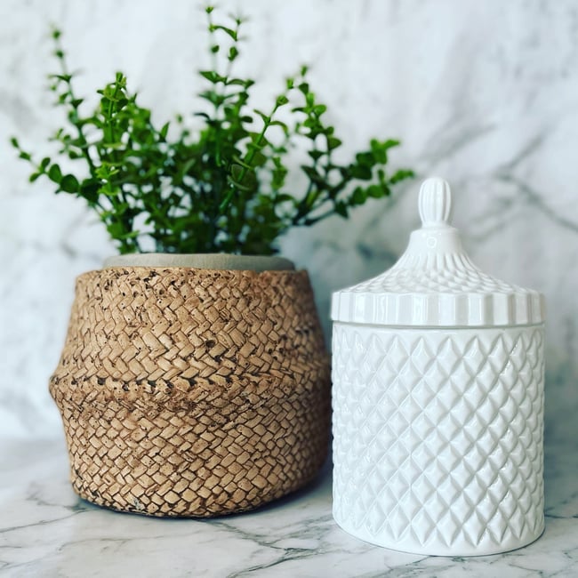 Geo Cut Glass Candle 500g - GLOSS WHITE  **ONLY 5 AVAILABLE**