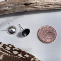 Image 5 of Handmade 10mm Black Hole Concave Sterling Silver Stud Earrings