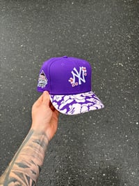 Image 1 of PINK BRIM PURPLE  NEW YORK YANKEES CUSTOM FITTED CAPS 