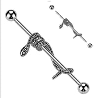 Image 1 of Snake Wrapped Industrial Bar Surgical Steel