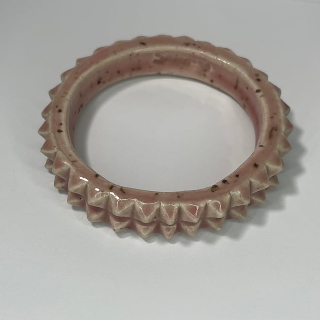 Speckled Pale Pink Studded Bracelet - 7.50 in Inner Diameter
