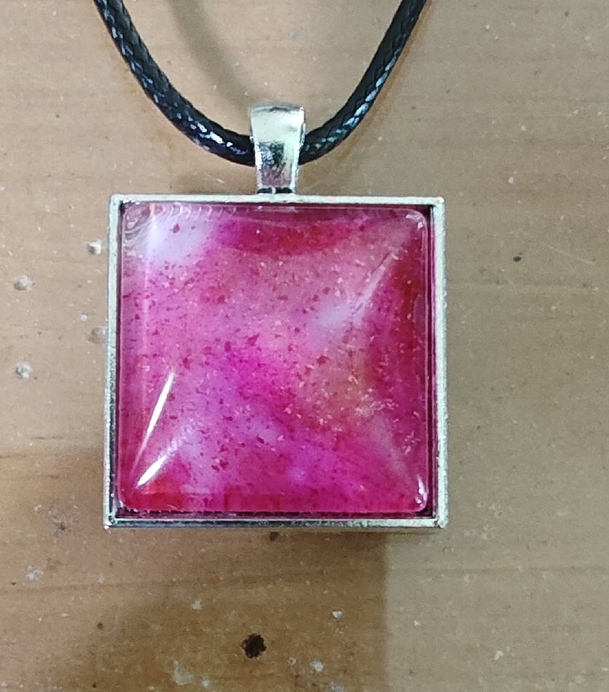Image of Alcohol Ink Pendant Necklace – Abstract Square Art Jewelry