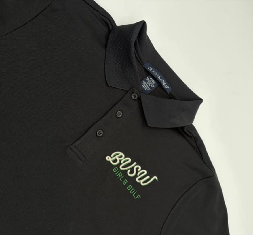 Image of Black Polo with Cursive BVSW Embroidery