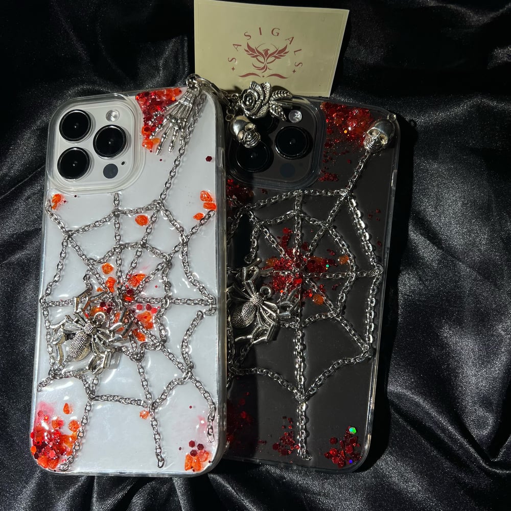 Image of Crystal Spiderweb Resin Phone Case For All Brand 