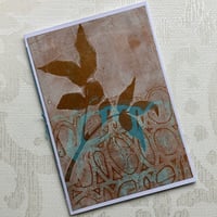 Image 4 of Monoprint Cards, Blank Inside, Set of 3, Light Blue And Gold