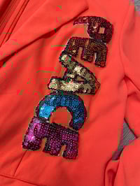Image 3 of Medium Peace/love orange custom blazer 