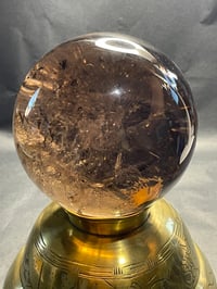 Image 6 of Large Smoky Quartz Sphere With Golden Rutile And Rainbows #1769