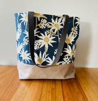 Image 1 of Fabric Tote Bag-Daisies in Navy