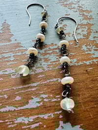 Image 9 of prehnite opal and button pearl earrings