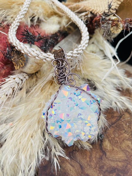 Image of Angel aura geode necklace 