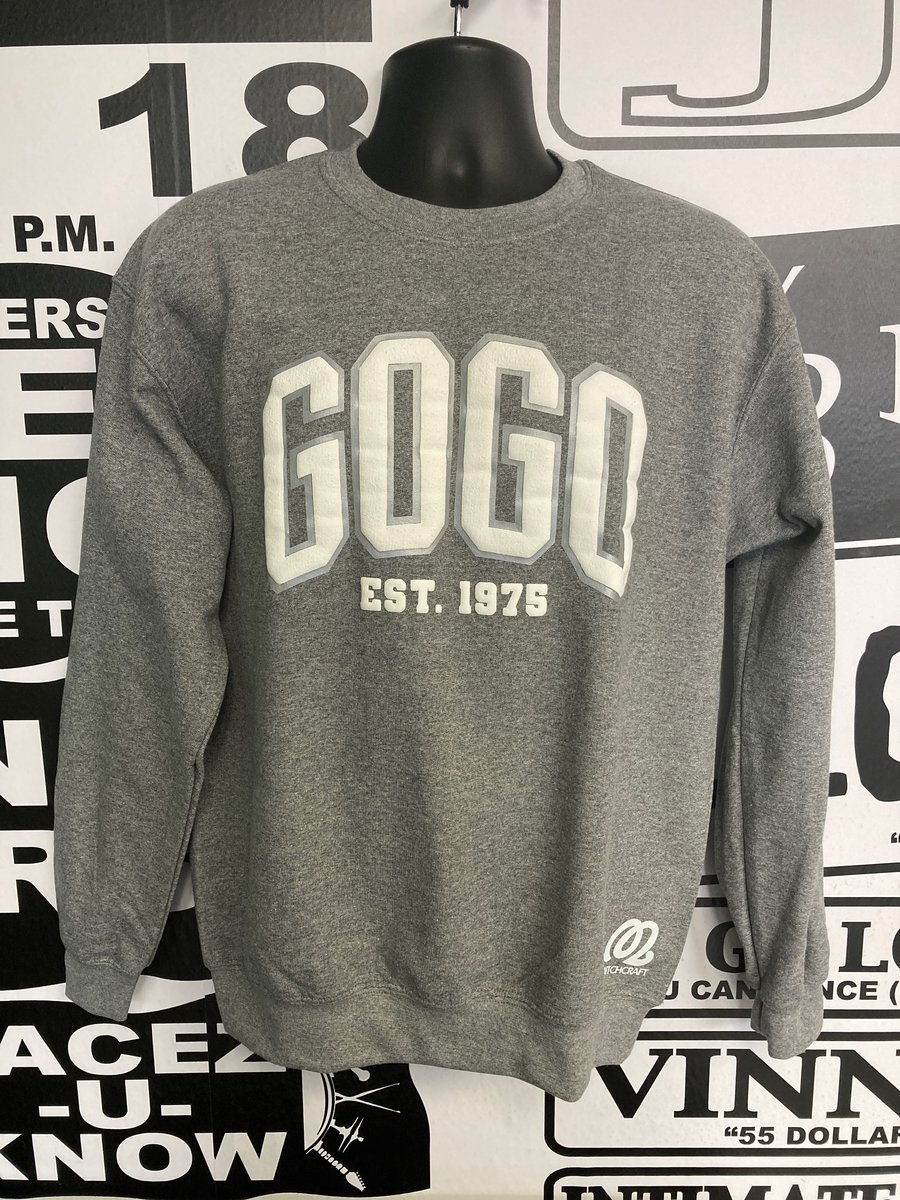 Image of "GOGO Est. 1975" Grey Crewneck Sweatshirt by Mitchcraft