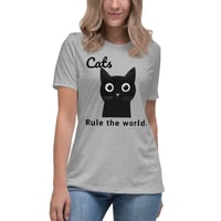Image 13 of Women's Relaxed T-Shirt, Cats Rule the World T-Shirt | Cute Black Cat Funny Graphic Tee