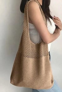 Image 2 of Sweater Shoulder Bag – Black & Khaki