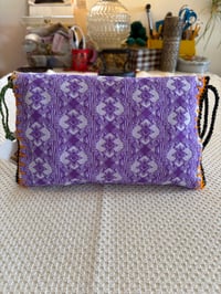 Image 6 of Artisan Crochet Vintage Fabric Psychedelic Purple Clutch Wristlet Purse 