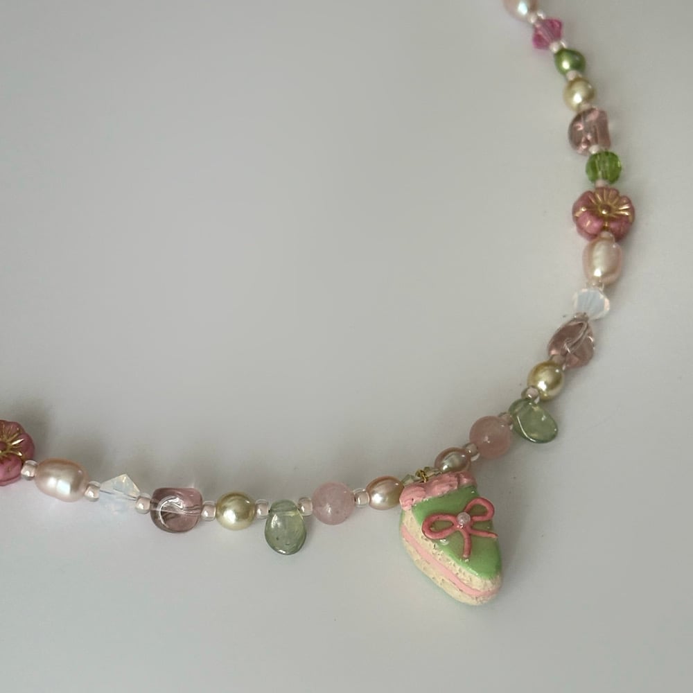 Image of strawberry matcha cake