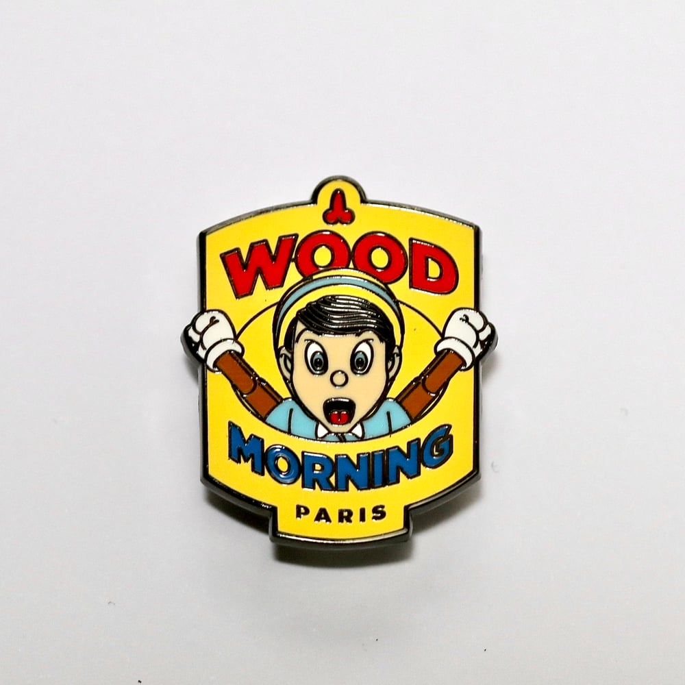 Image of 'WOOD MORNING PARIS' ENAMEL PIN