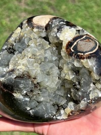 Image 5 of Septarian Nodule Polished Freeform With UV Calcite Inclusions| Madagascar #2893