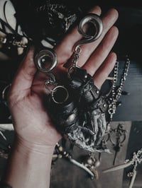 Image 4 of Valkyrie Vibes Mummified chicken & leather ear weights 