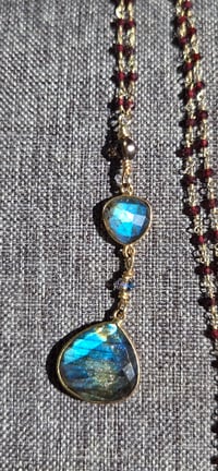Image 6 of The Elise Labradorite, Smoky Quartz and Garnet Necklace 