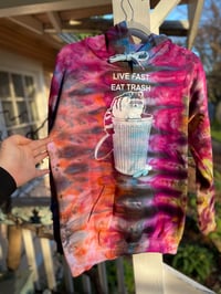Image 2 of SMALL Live Fast Eat Trash Tie Dye Hoodie