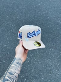 Image 1 of PEACH CREAM  KOI LOS ANGELES DODGERS CUSTOM FITTED CAP