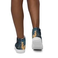 Image 3 of Celestial Night Sky Stars and Clouds Painting Women’s High Top Canvas Shoes