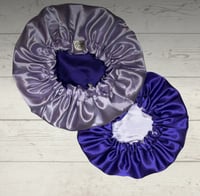 Lavender/ Purple Reversible Satin Bonnet 