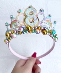 Image 1 of Rainbow birthday tiara birthday crown party props hair accessories 