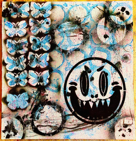 Image of “Happy Dead Abstract” (ORIGINAL 23x24in WOOD PANEL)