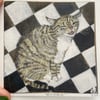 Small square art print -Tabby cat Mymble (custom name available) 