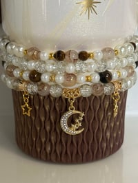 Image 1 of Starlight Shimmer  Cream and Gold  Tumbler Bracelet Stack