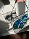 Monstera Leaf Panel - Iridescent Hanmered Glass