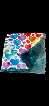 Image 5 of Rainbow Hearts Minky Lovie-Large & XLarge 