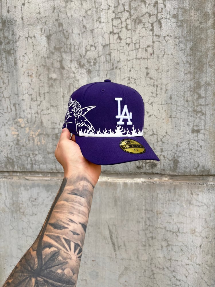 Image of PURPLE ANGELIC FLAME LA DODGERS CUSTOM FITTED