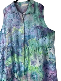 Image 7 of ♻️ UPCYCLED 1X PLUS 100% Cotton Eyelet Dress in Mermaid Watercolor