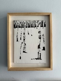 Image 1 of Birches woodcut print 
