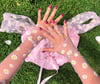 pink mesh floral sleeves