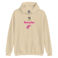 Image 2 of MamaFe's Pink Font Smooches and M Logo Unisex Hoodie
